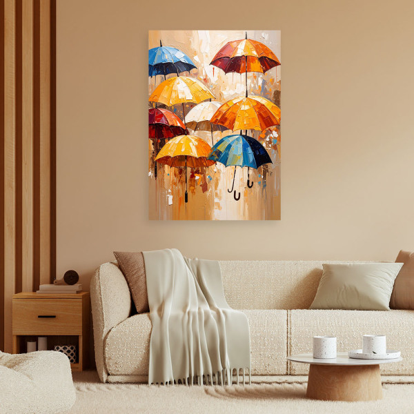 Feeby Obraz do salonu przedpokoju, Kolorowe Parasolki Abstrakcja 40x60