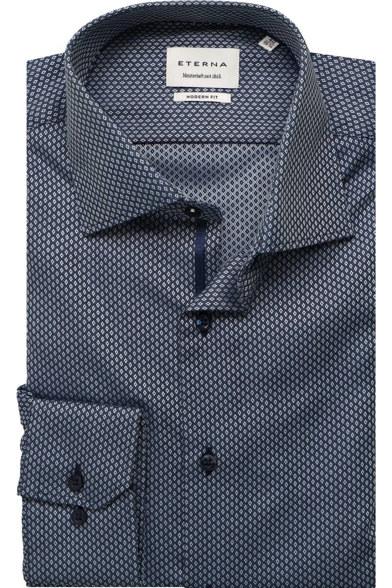 ETERNA Modern Fit Hemd dunkelblau, Strukturiert (super langer Arm)