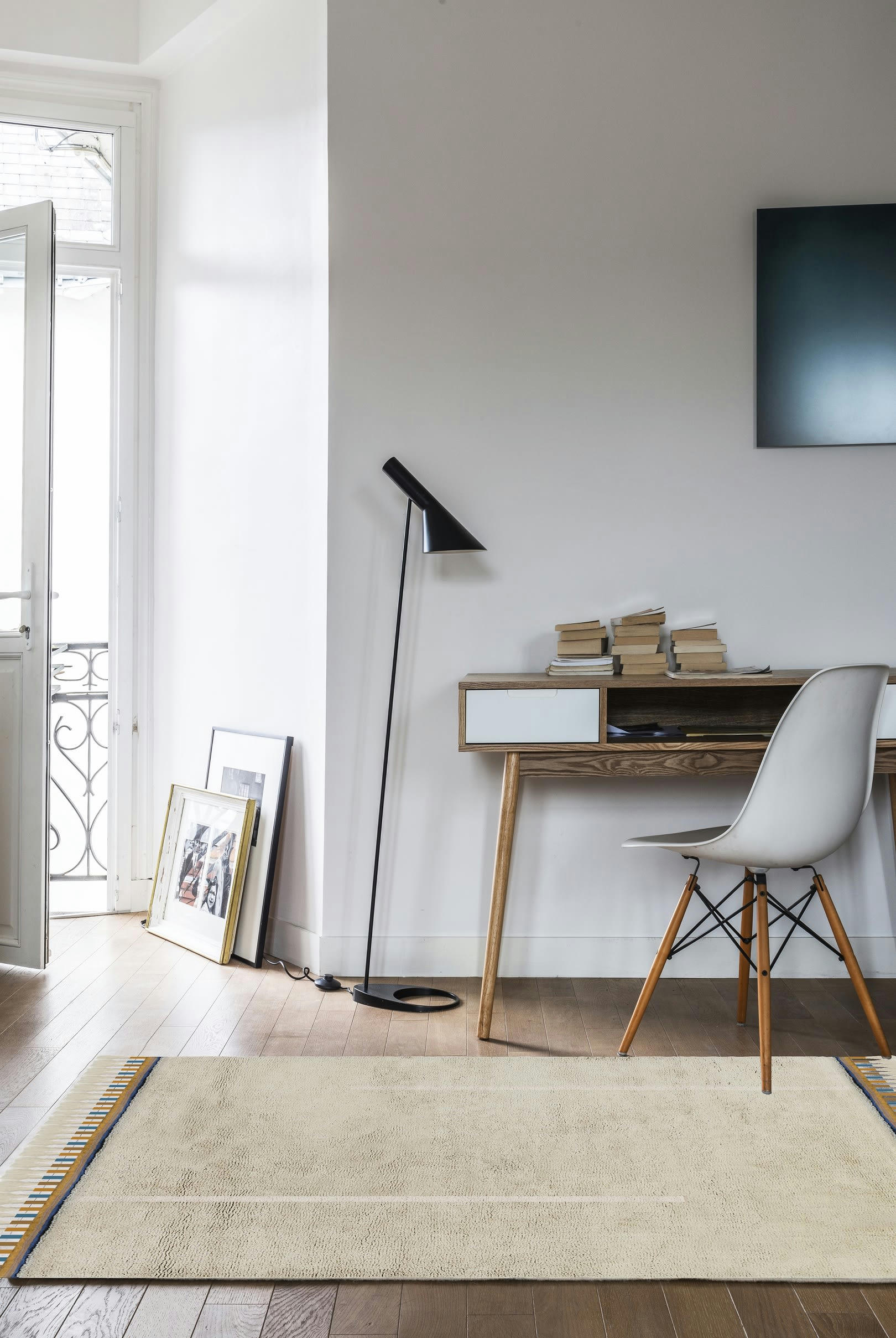 HAPPY - Tapis enfant en coton lavable beige 120x160