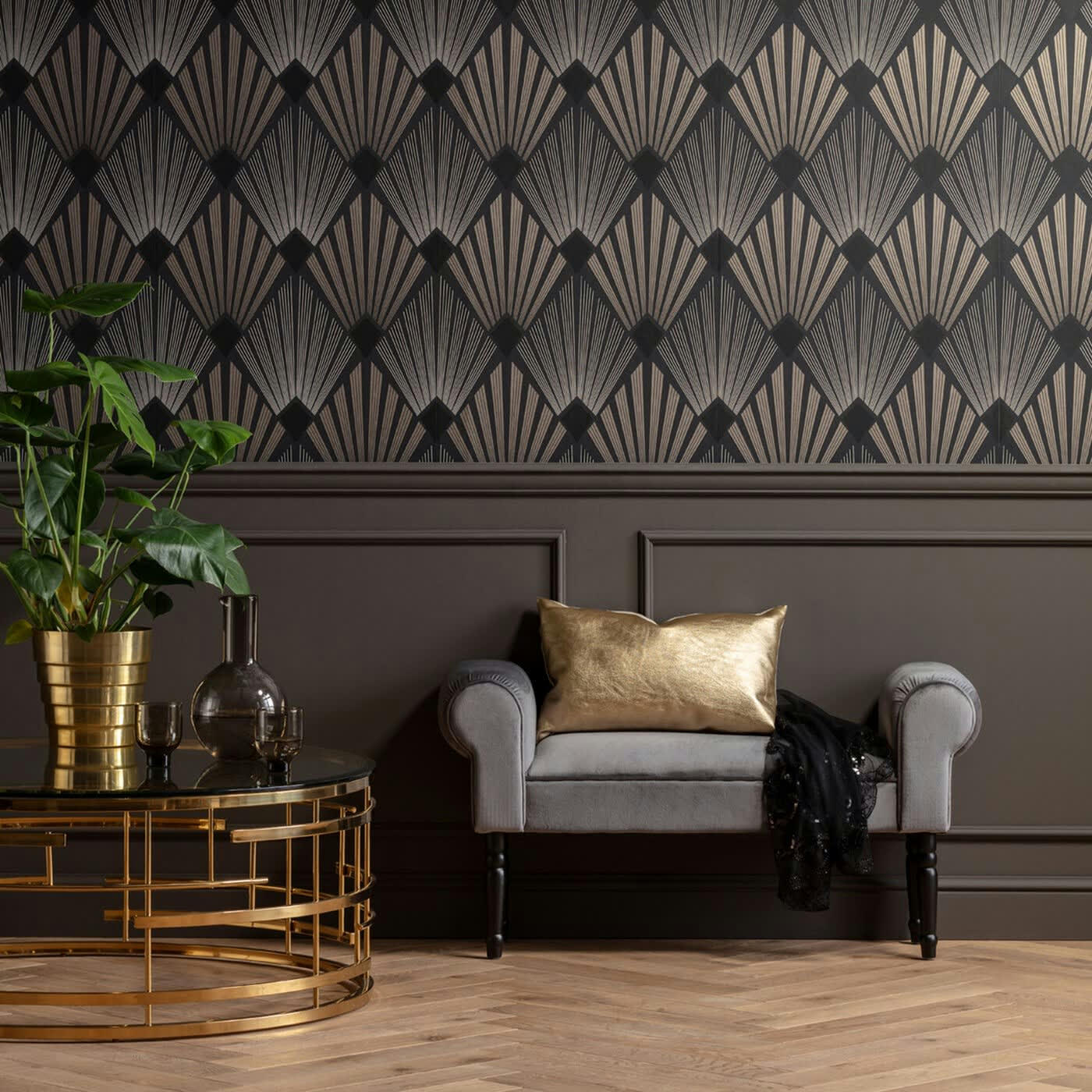 WING - Banc 1 place velours gris et bouleau massif