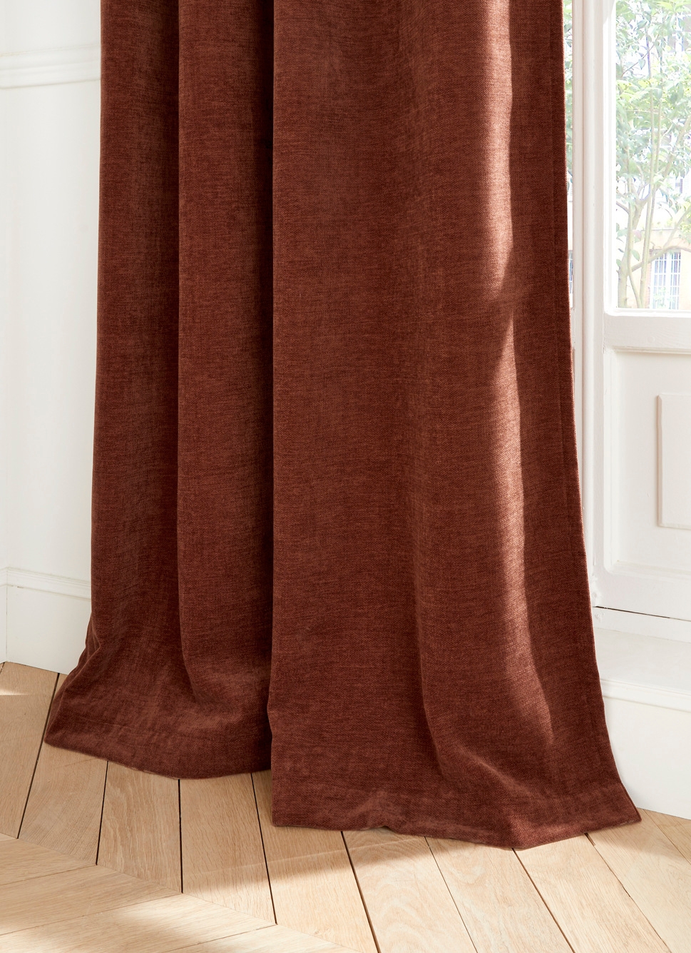 RIDEAU EN VELOURS CHENILLE UNI AUBURN