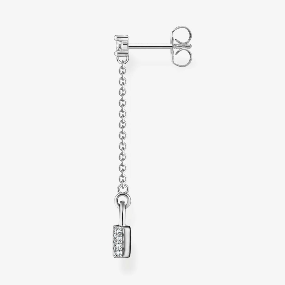 THOMAS SABO Silver & Cubic Zirconia Padlock Dropper Single Stud Earring H2213-051-14