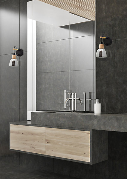 Applique murale de salle de bain Bedglass IP44 G9 33W noir Seynave