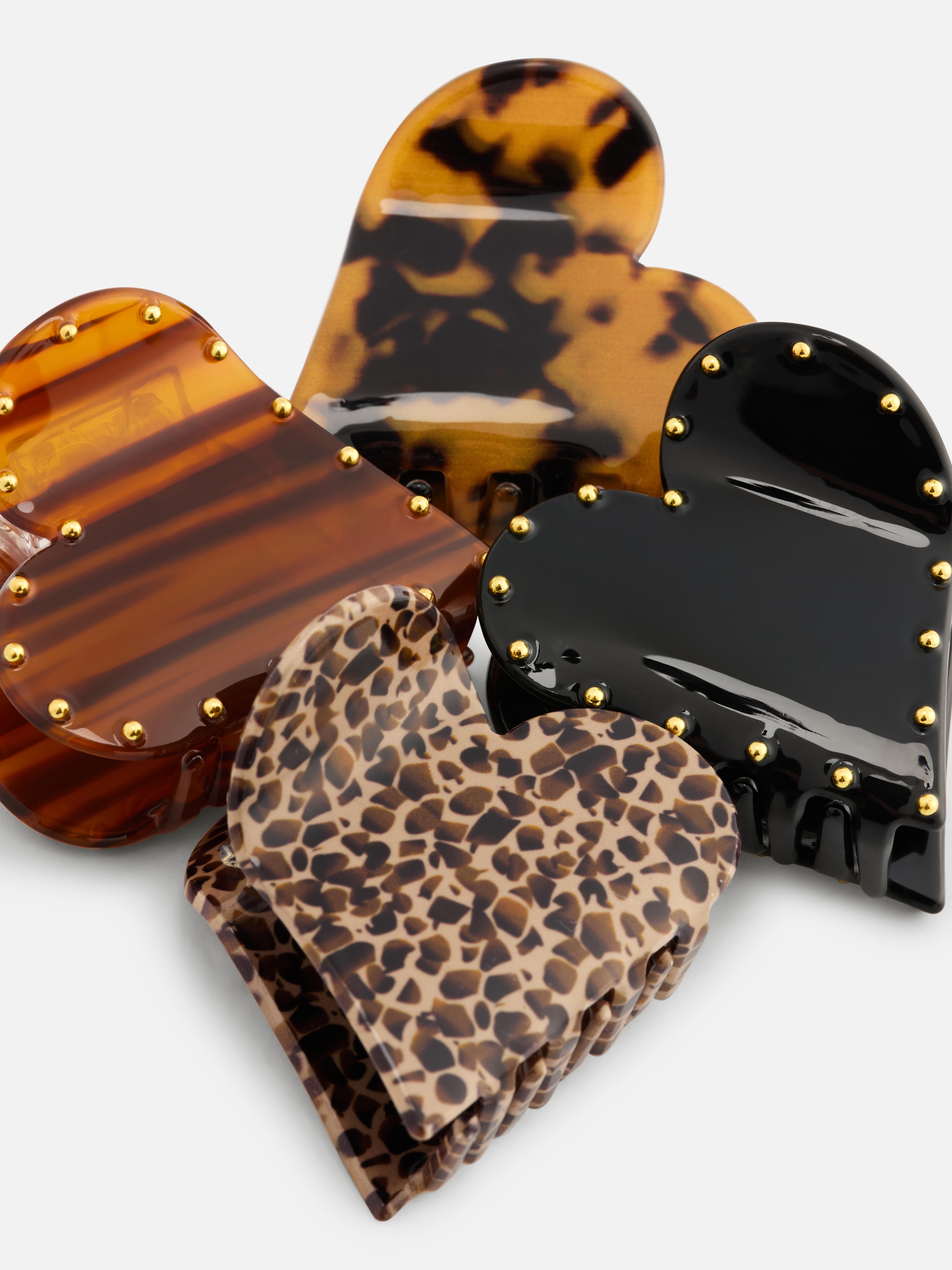 4pk Studded Heart Bulldog Clips