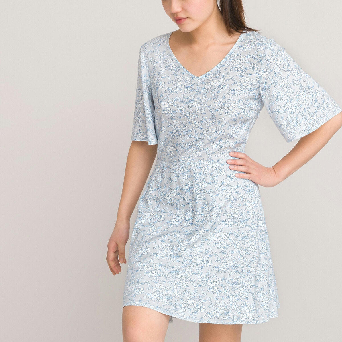 Robe fluide à manches courtes imprimée 10-18 ans