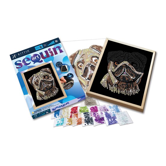 Kitfix Pug Sequin Art Blue Premium Kit
