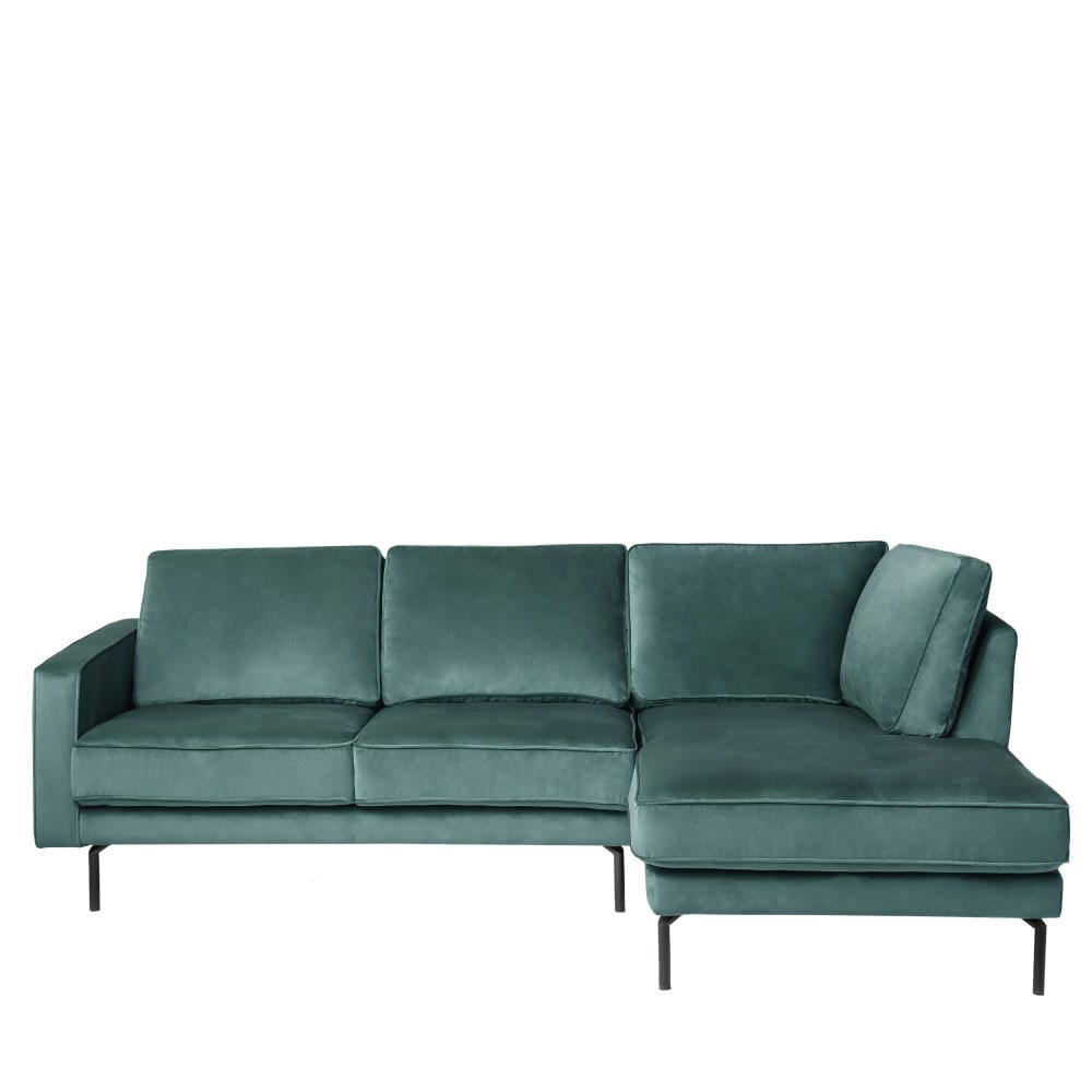 ORSO - Canapé d'angle droit en velours vert eucalyptus 3 places