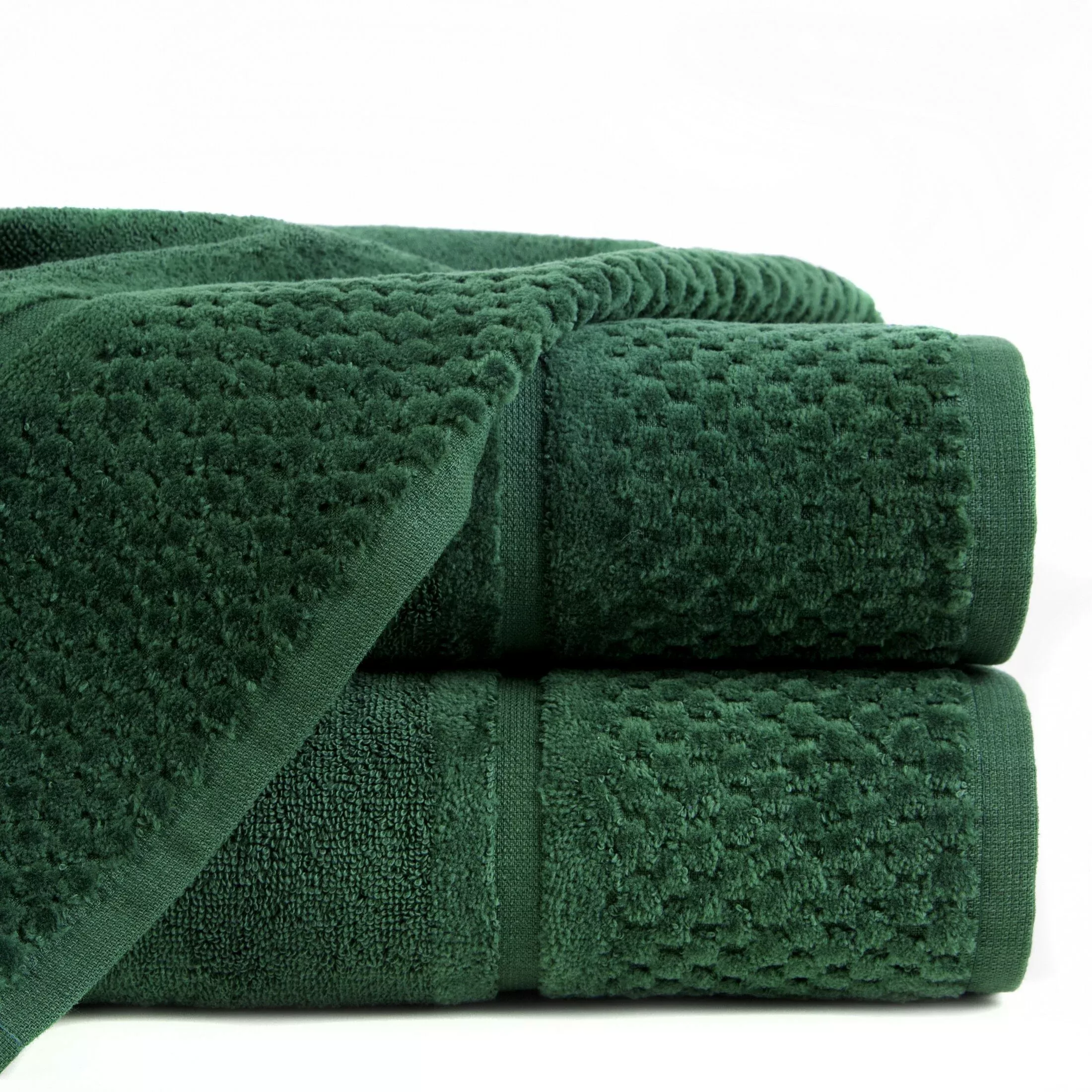 Ręcznik kąpielowy 50x90 cm bawełniany kolor butelkowy zielony z efektowną bordiurą 550 g/m2 IBIZA