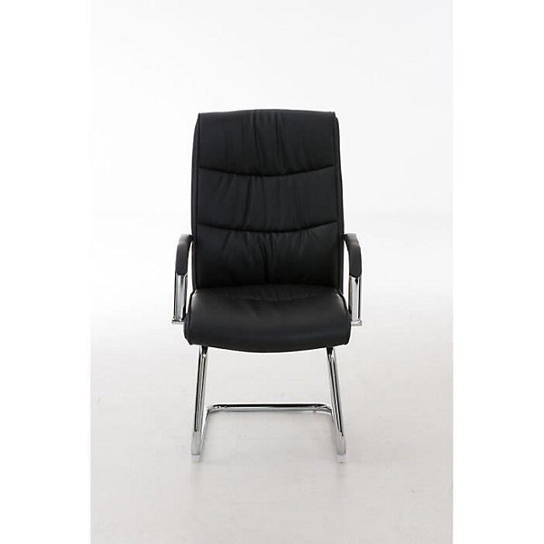 Chaise visiteur CARO CLP simili gris piétement luge chromé