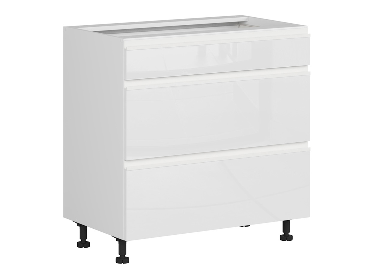 Szafka kuchenna dolna Sole 80 cm z szufladami cichy domyk biały połysk