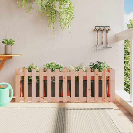 NNEVL Garden Raised Bed with Fence Design 150x50x50 cm Solid Wood Douglas