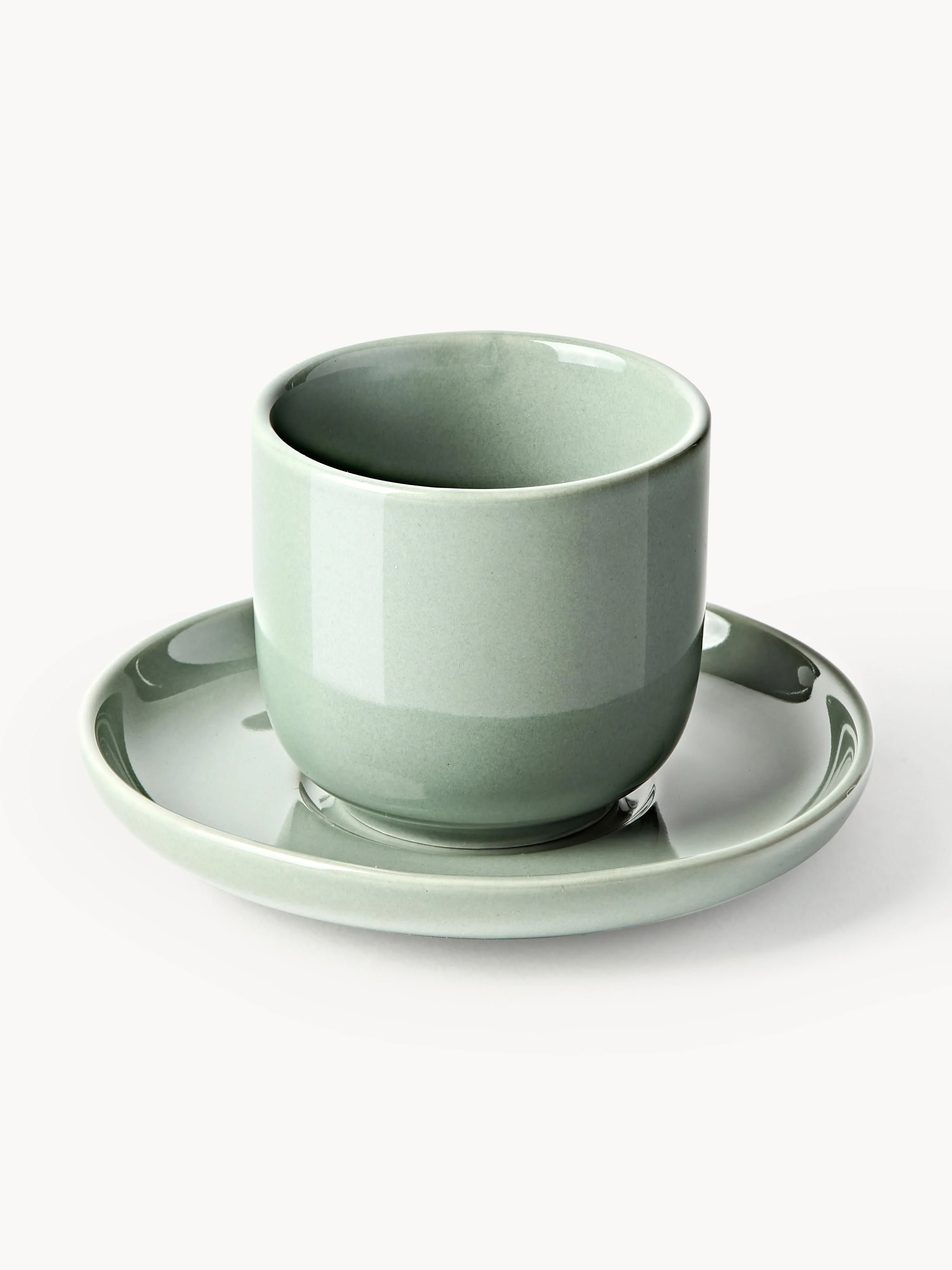 Porzellan-Espressobecher Nessa mit Untertassen, 4er-Set