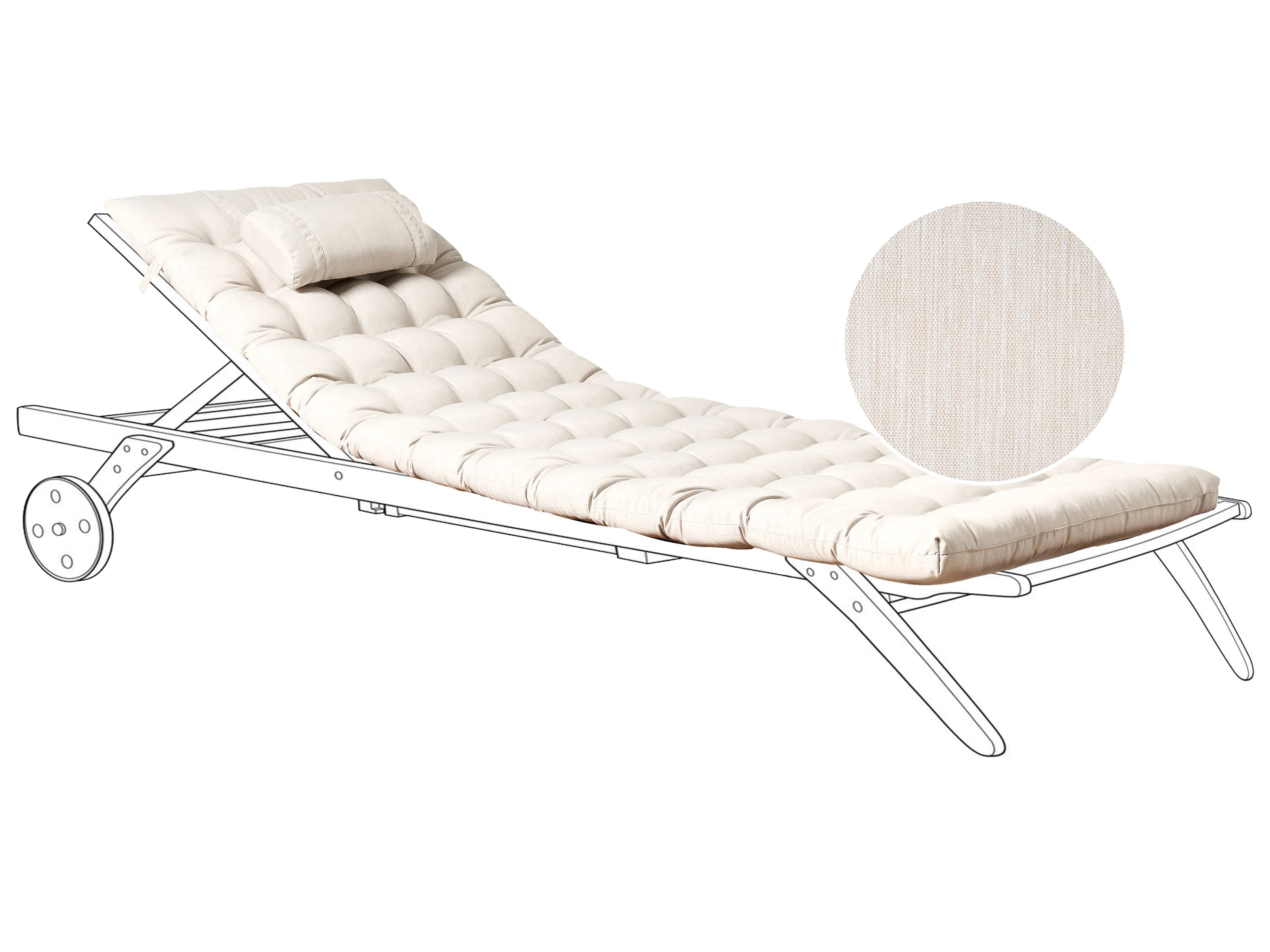 Sun Lounger Pad Cushion CESANA PREMIUM 192 x 56 cm Light Beige