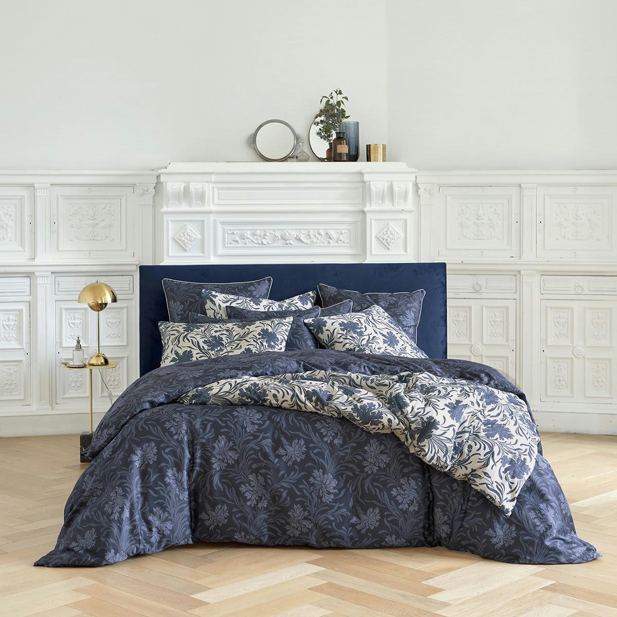 VICTORIA PARK - Housse de couette satin bleu foncé 240x220 cm
