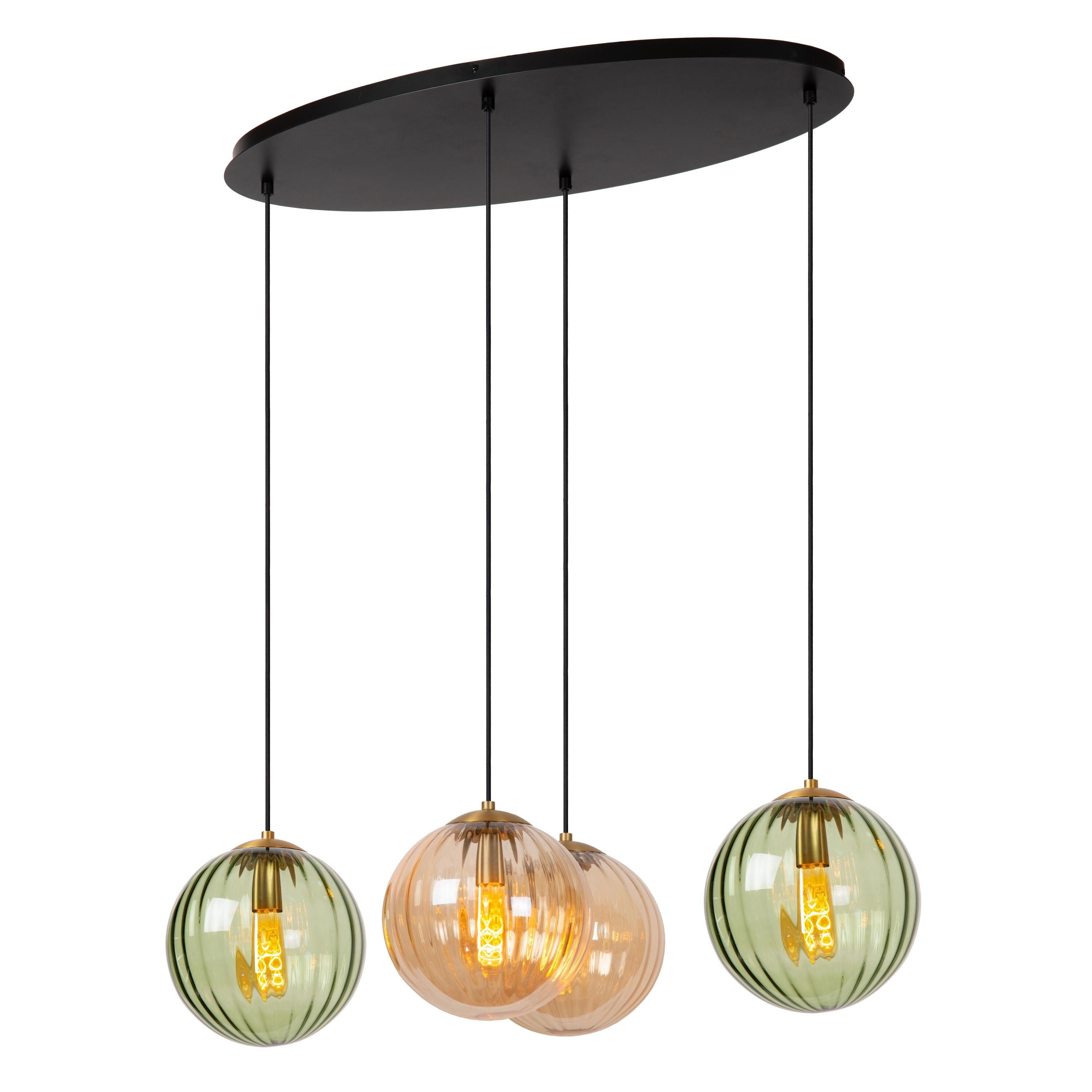 Monsaraz 4 cluster hanglamp ovaal groen amber