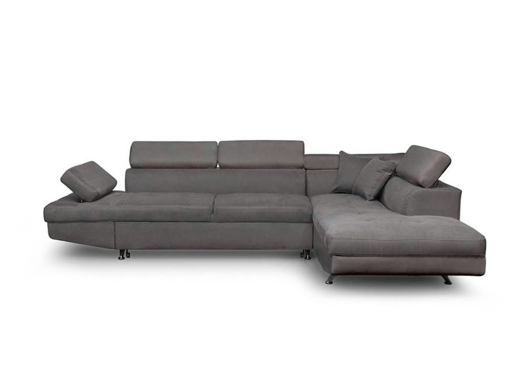 RIO - Canapé d'angle droit convertible avec coffre en microfibre grise