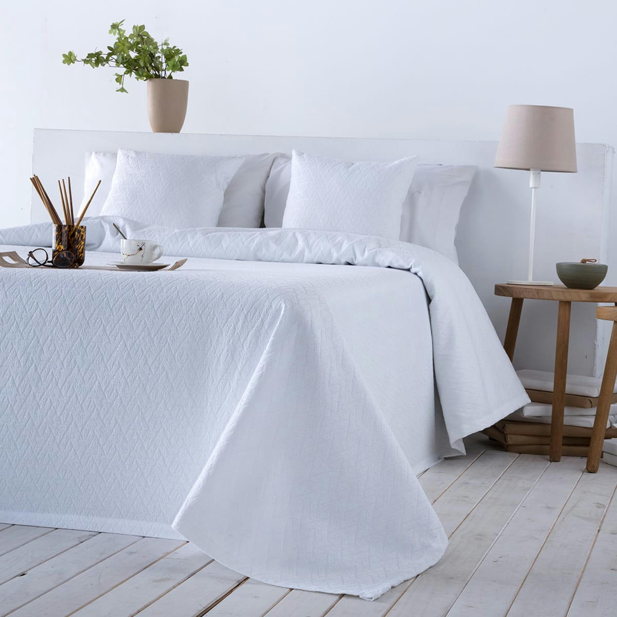 CO BRENTAC - Couvre-lit jacquard 180x270 cm blanc