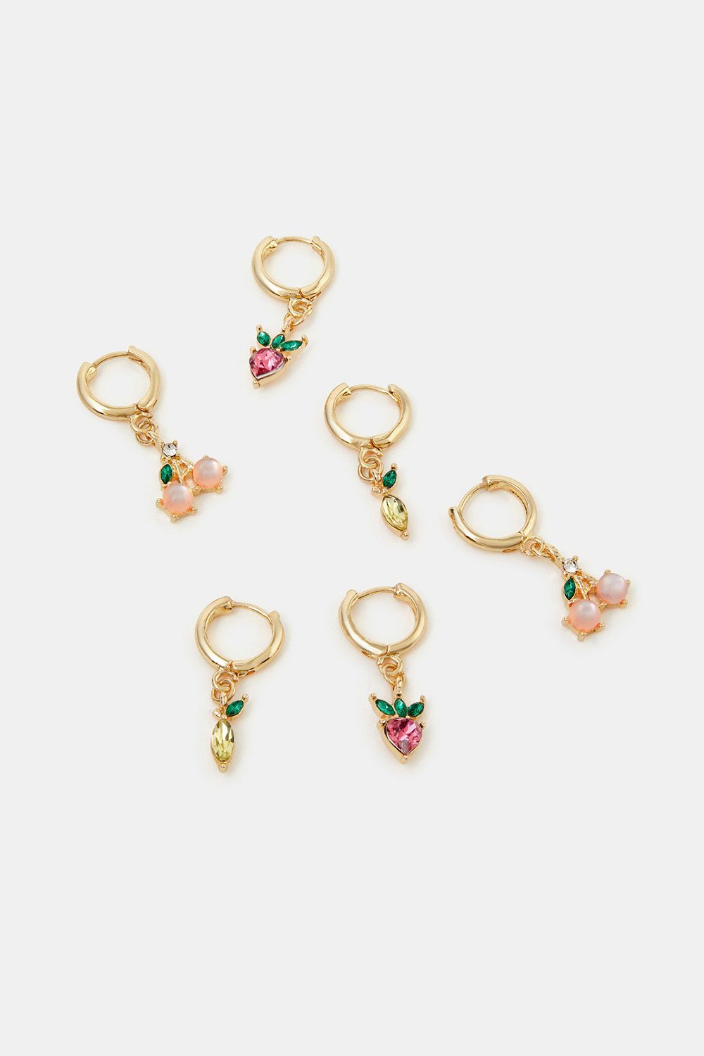 Accessorize 3-Pack Fruit Gemstone Huggie Hoop Earrings