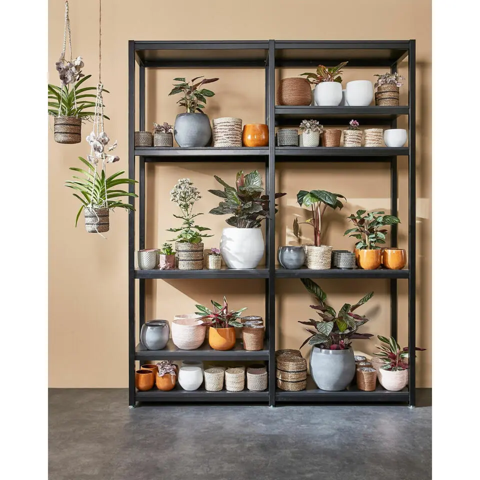 Mica Decorations Plantenpot - rotan - bruin - plantenmand - 16 x 16 cm