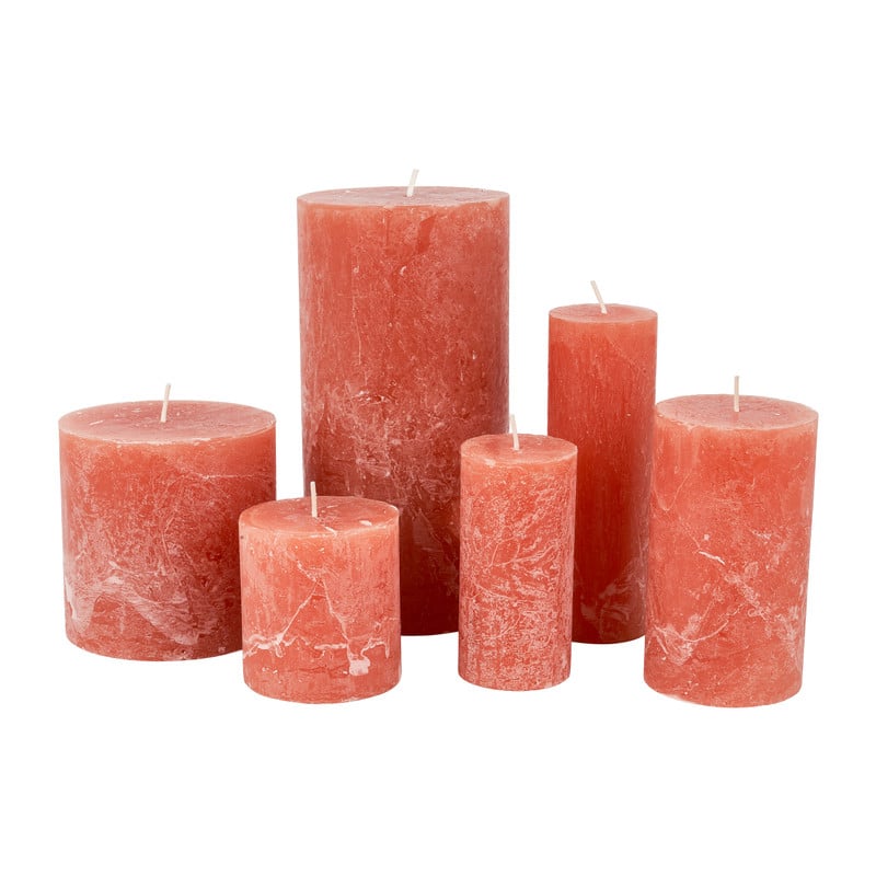 Kaars rustiek - oranje/terra - &Oslash;7x18 cm