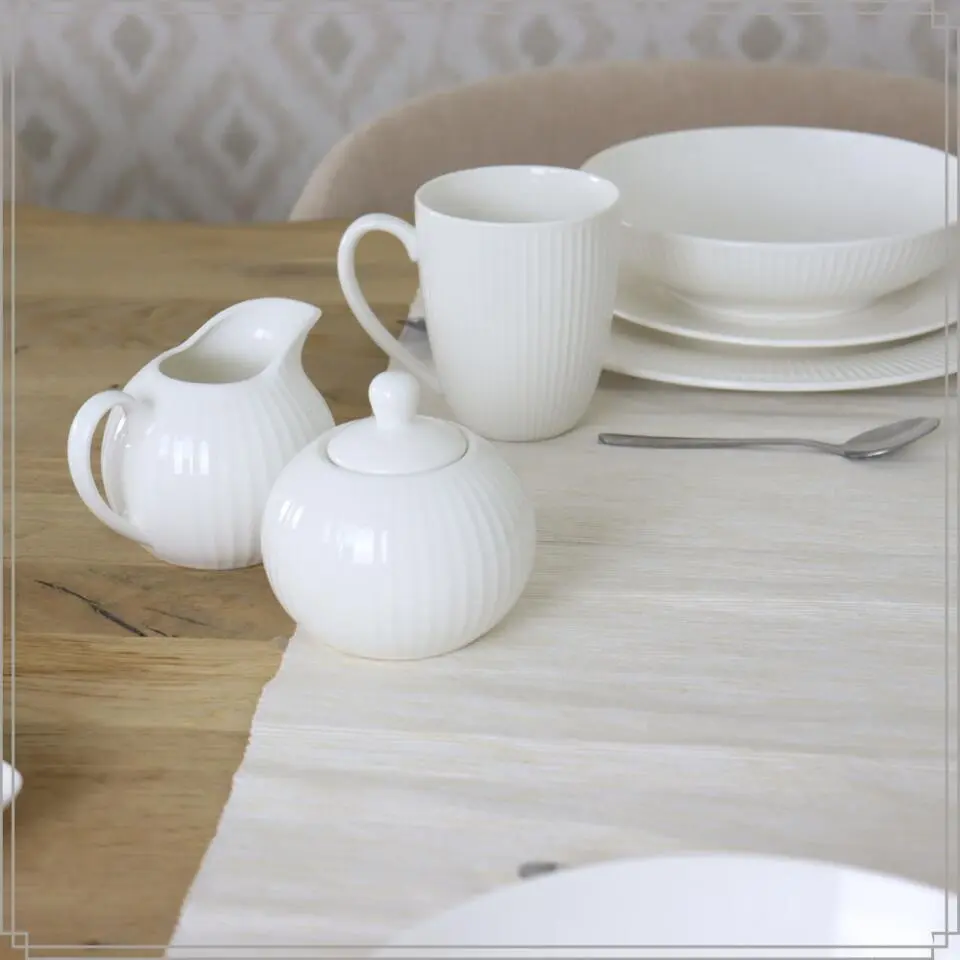 OTIX Koffiekopjes set van 6 met Oor Koffietassen 300ml Wit Porselein LUNA