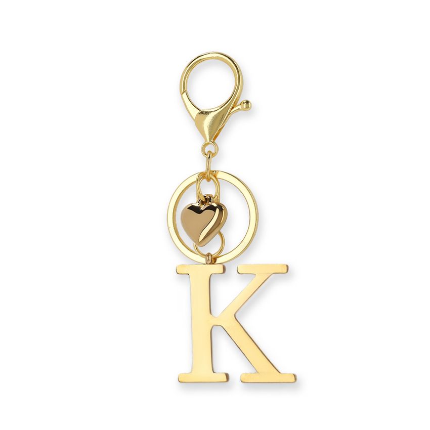 Manfield Goudkleurige bag charm letter K