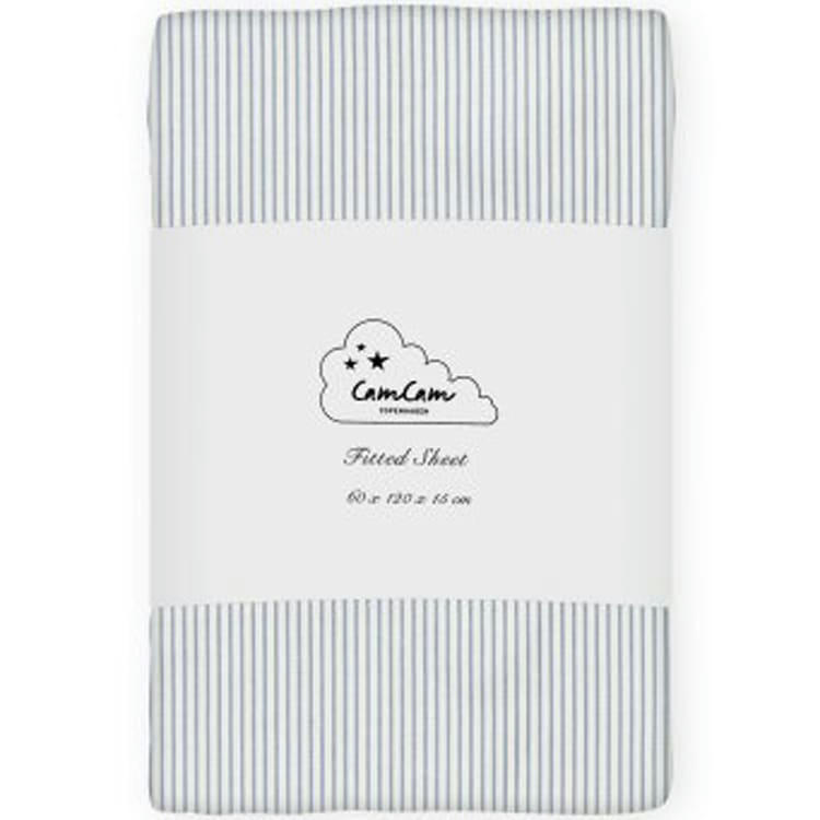 - Drap housse en coton bio Classic Stripes Blue (60 x 120 cm)