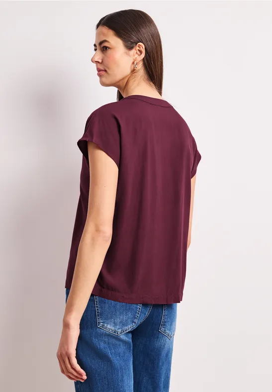 Blusenshirt in Unifarbe mit Split Neck