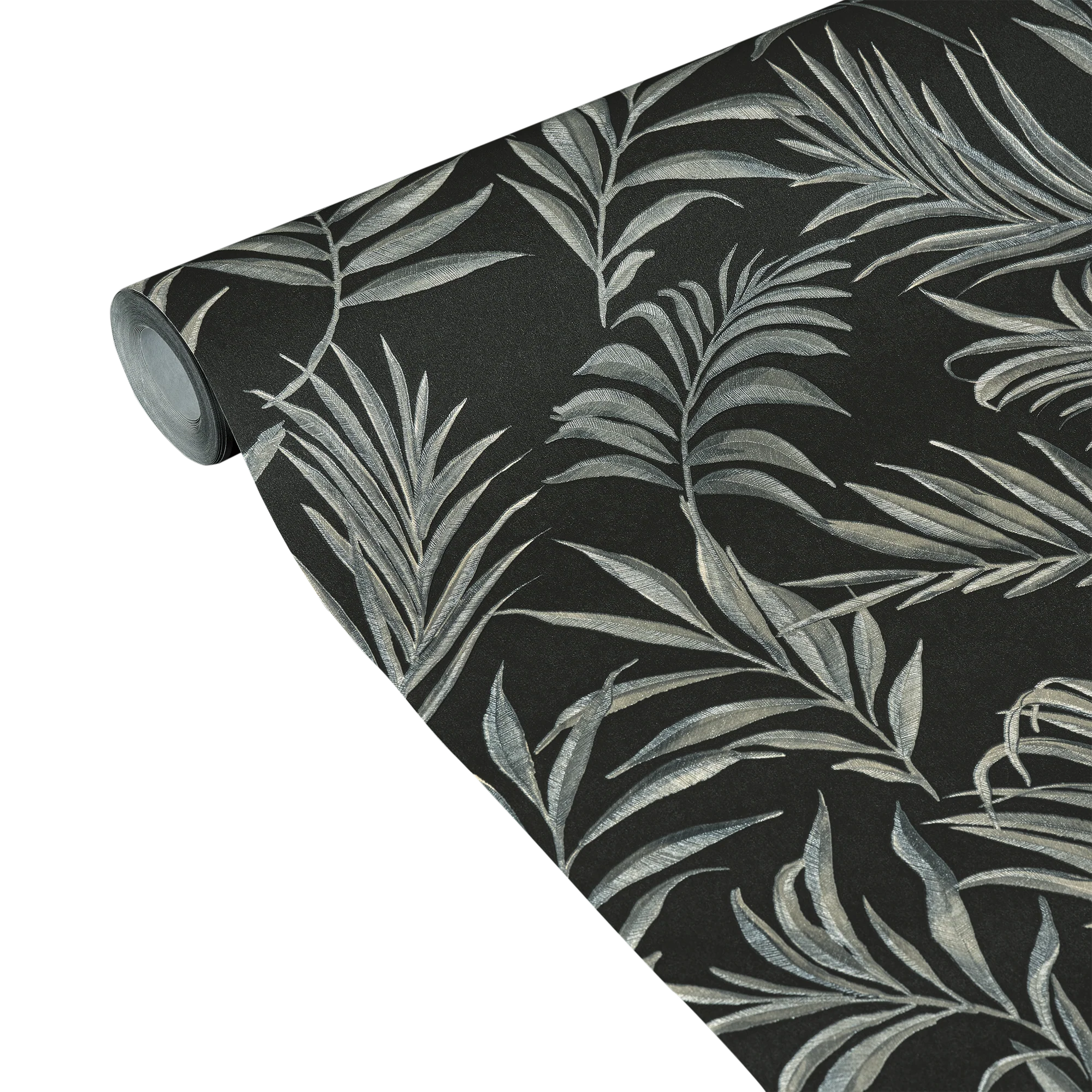 CosmoLiving Papier peint intissé MIDNIGHT BOTANICA noir et argenté