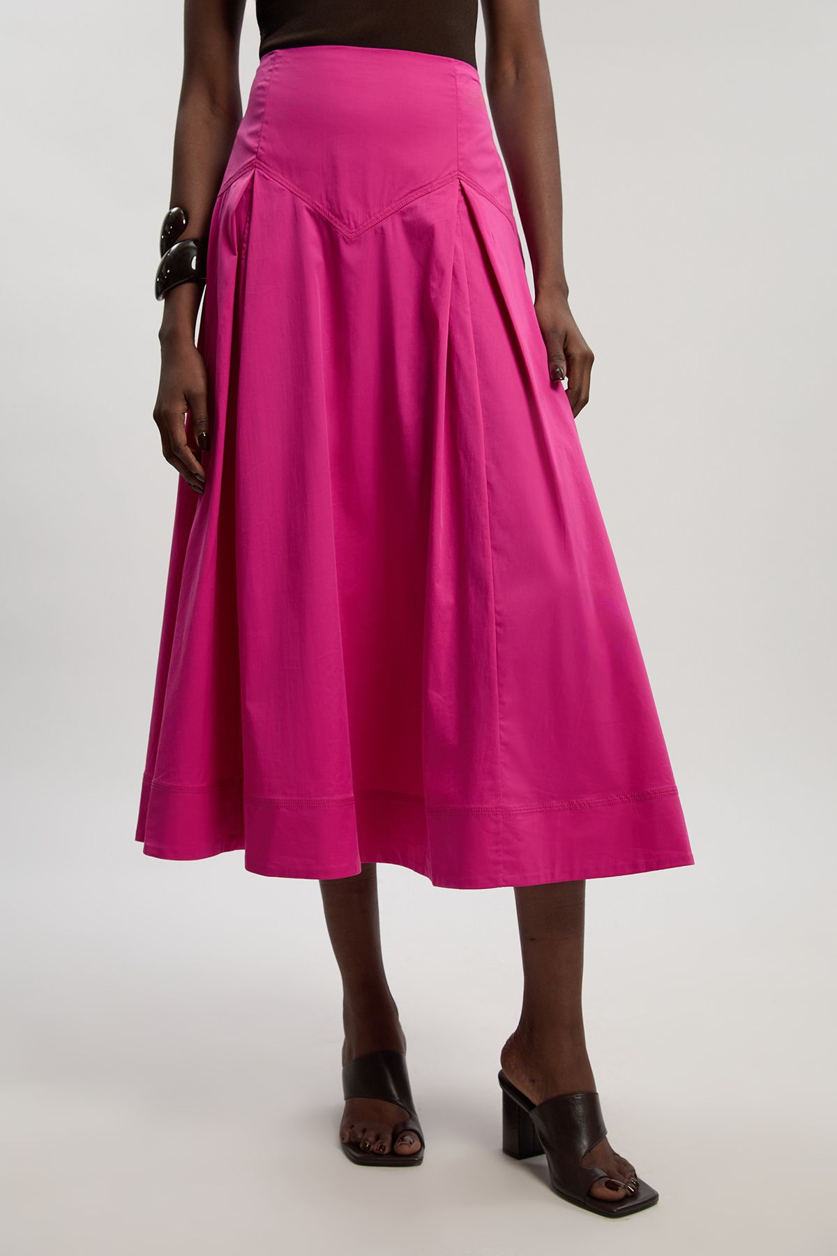 KarenMillen Cotton Woven Prom Skirt With Dropped Waist Detail