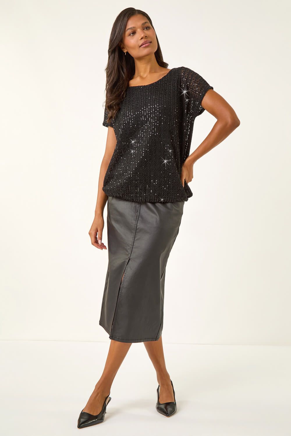 Roman Sequin Cut Out Top