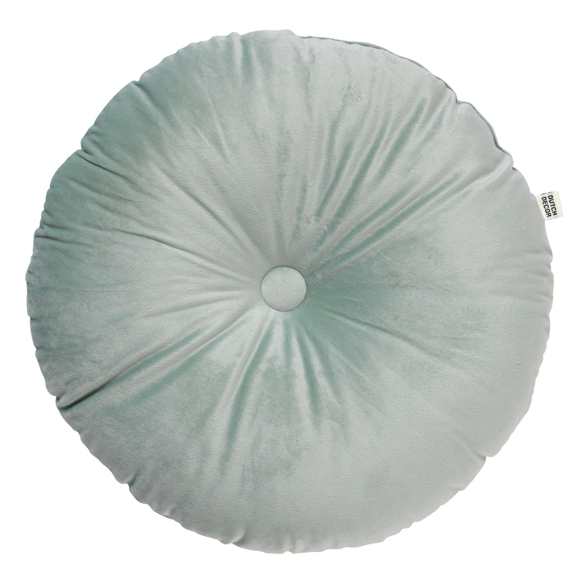 OLLY - Coussin rond vert en velours 40 cm uni