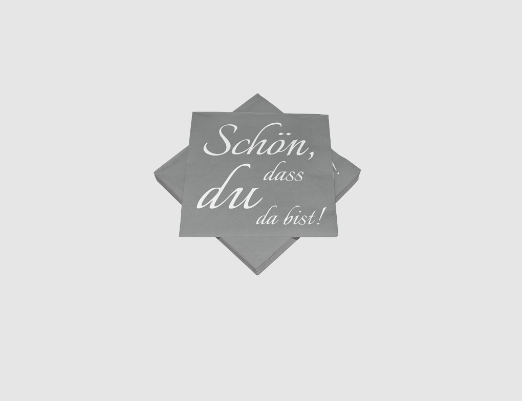 Servietten Schriftzug grau