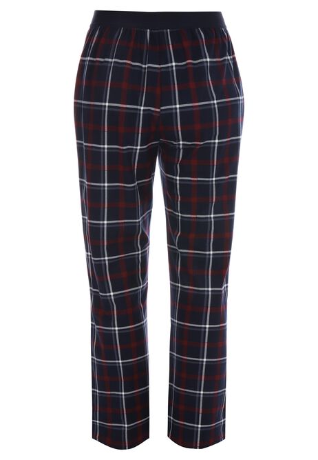 Mens Burgundy Check Fleece Pyjama Bottoms