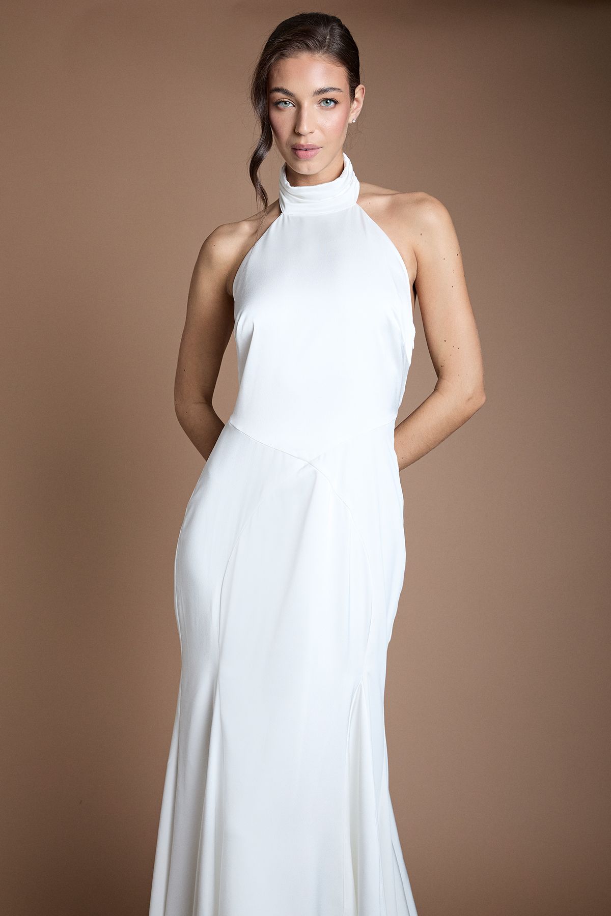 Oasis Matte and Satin Wedding Dress With Puddle