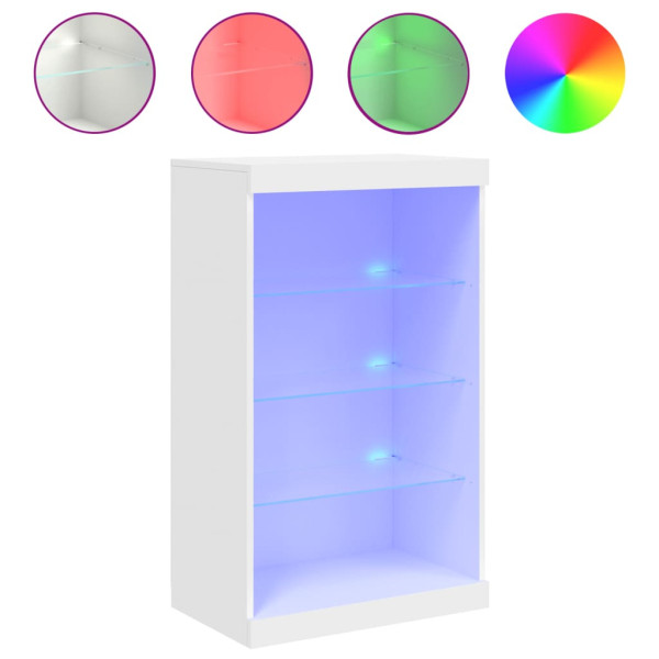 Szafka Biała LED Szklana 60.5x37x100 cm do Salonu Pokoju Sypialni