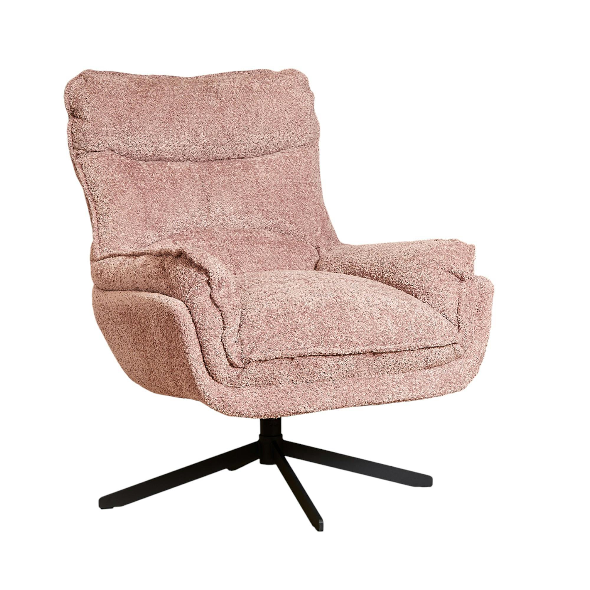 Fauteuil pivotant rose en tissu bouclette BELORA