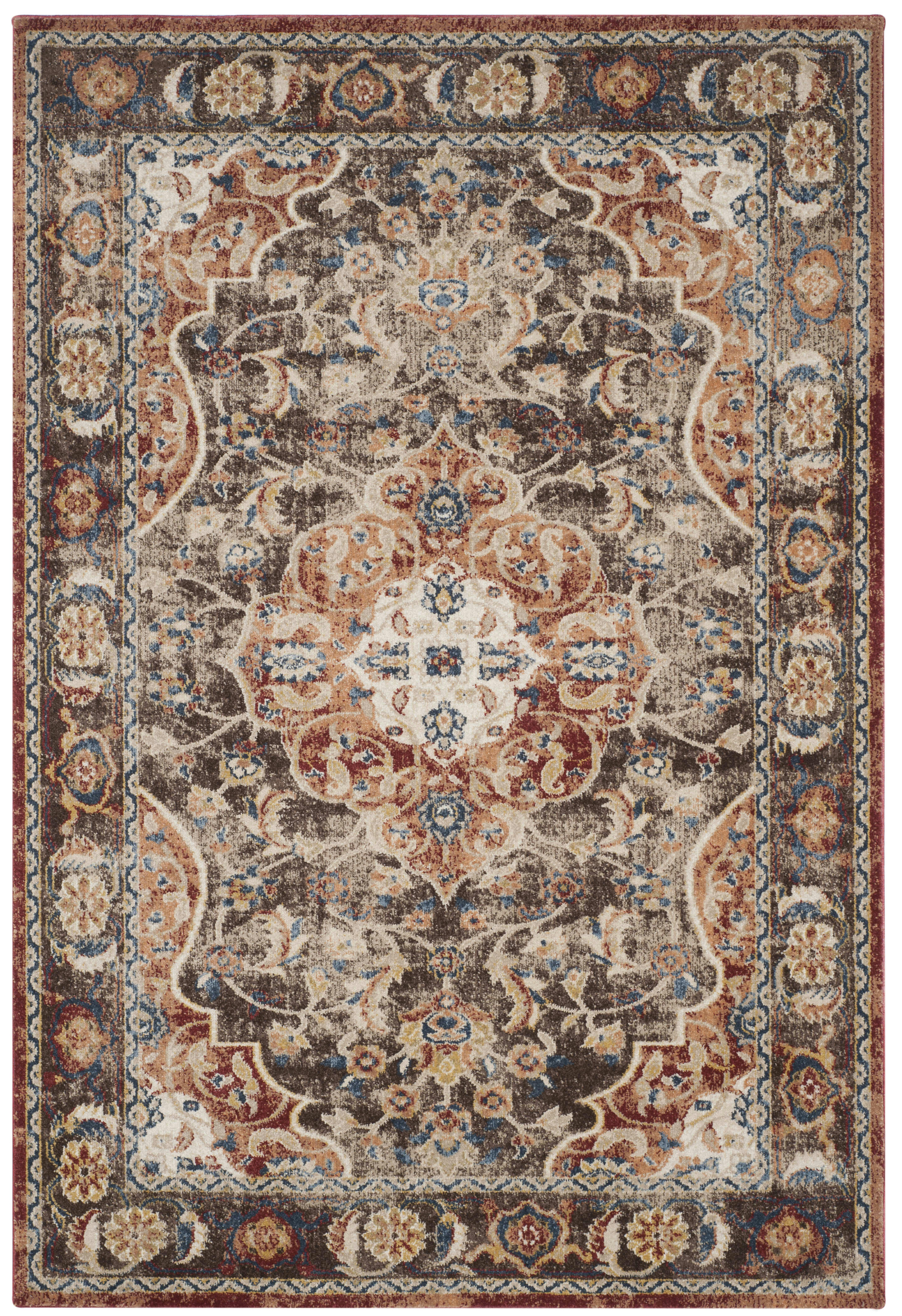 BIJAR - Tapis de salon interieur en marron & rouille, 122 x 183 cm