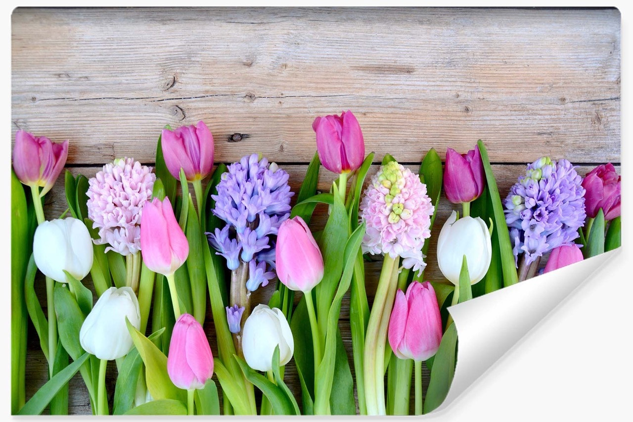 Fototapeta Ścienna KWIATY Tulipany Wzór 3D 90x60cm
