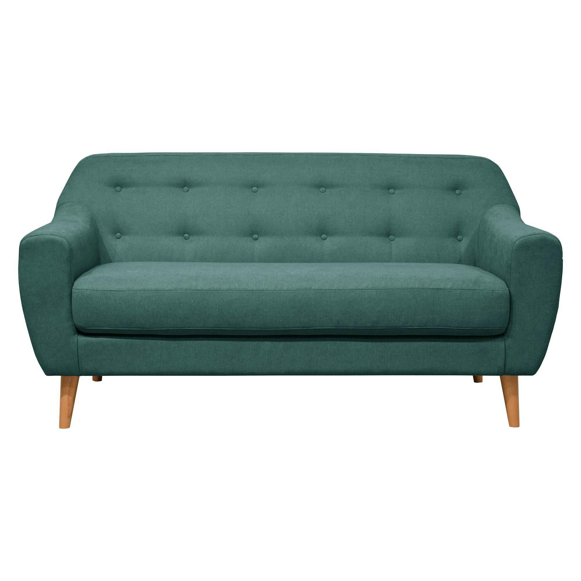 AGATHE - Canapé fixe en tissu 2 places turquoise