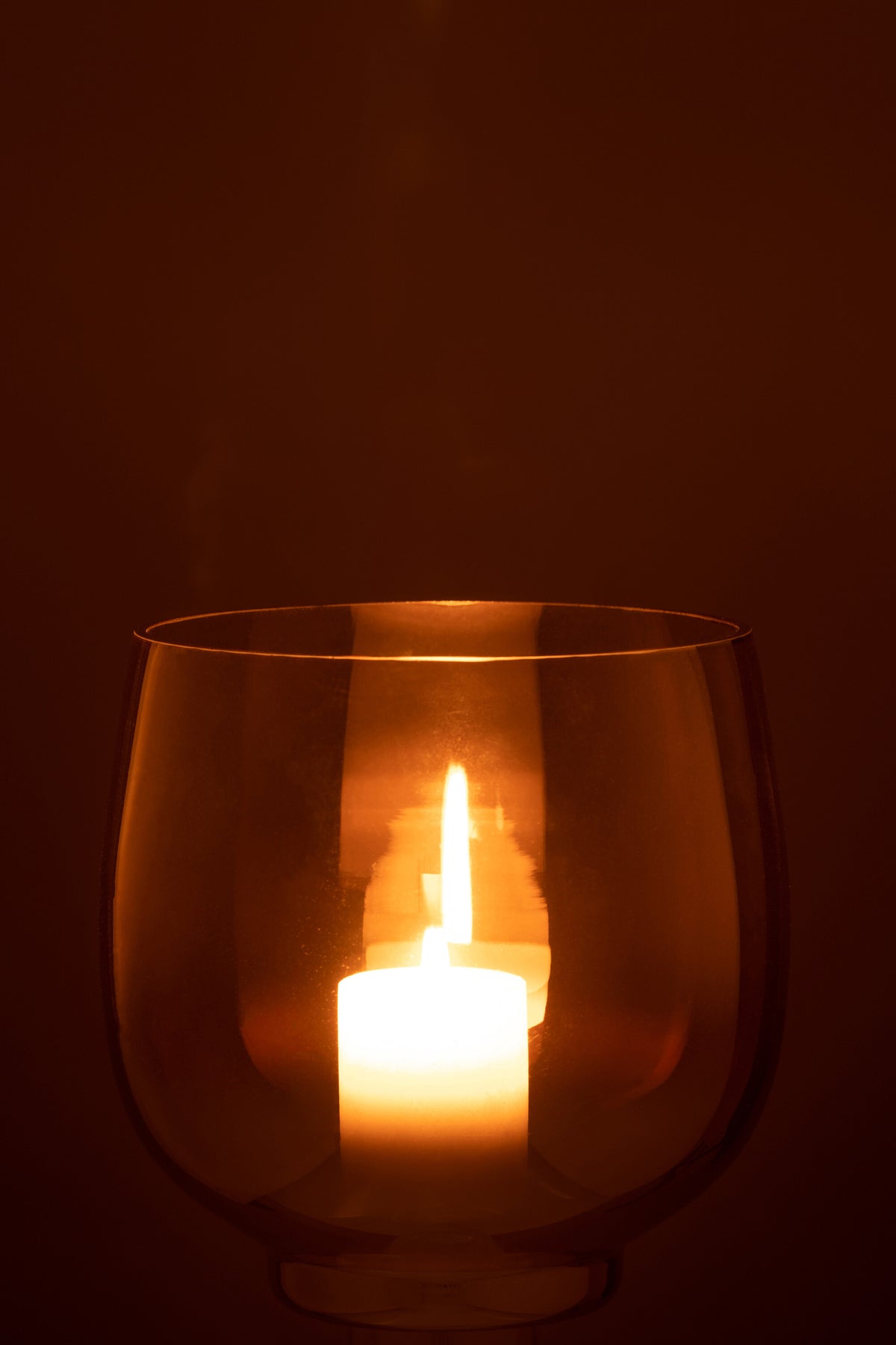 J-Line windlicht Rond - glas - geel/zilver - large