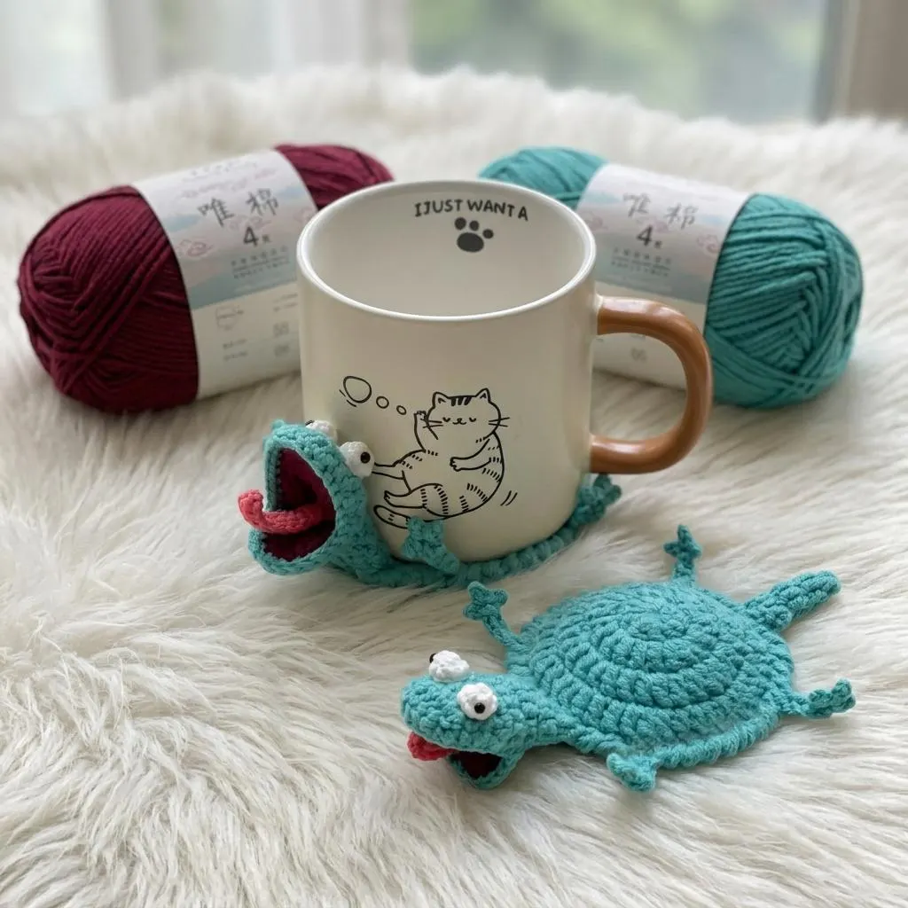 Handmade Animal Coaster, Funny Crochet Coaster, Cute Mug Rug - Unique Gift, Desk Decor, Gift for Her, Housewarming Gift