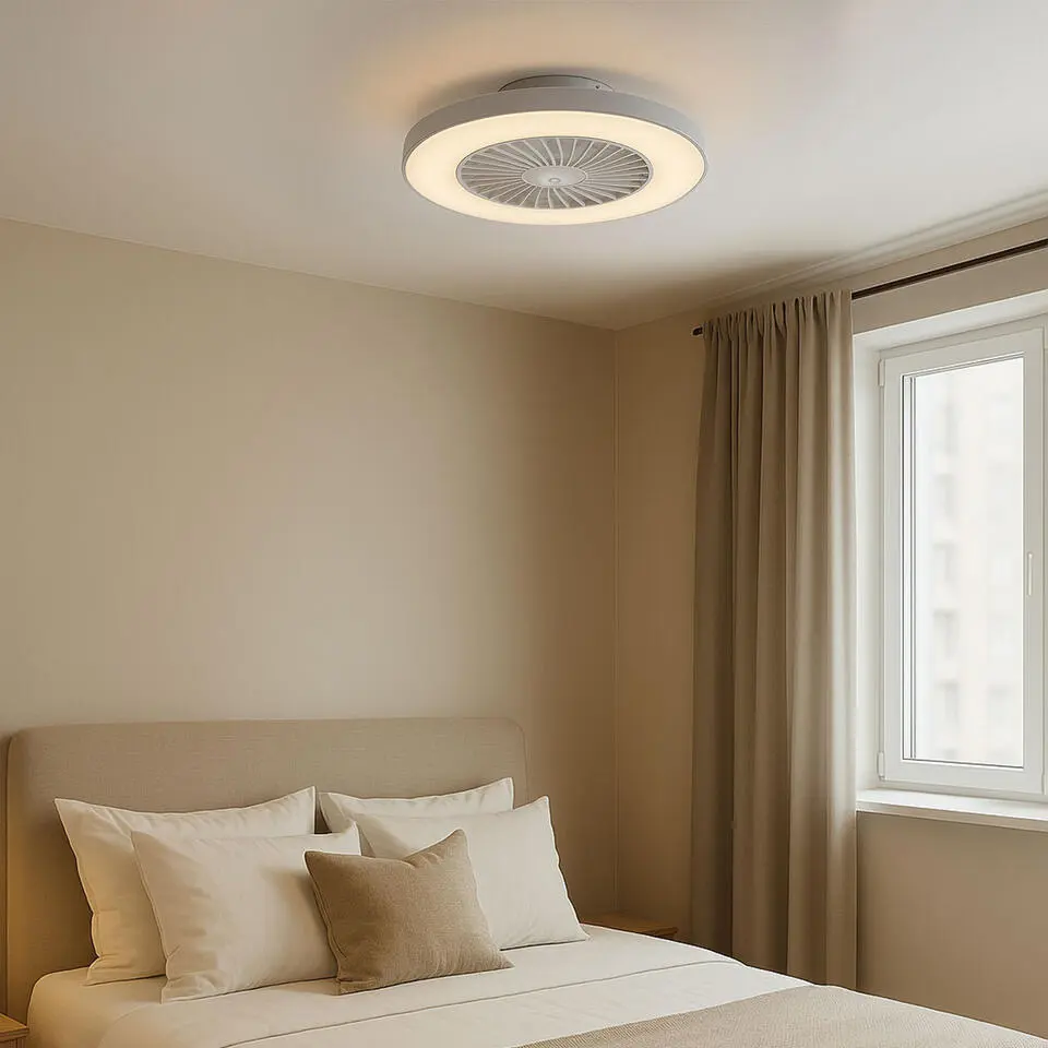 Qazqa plafondventilator climo wit ge?ntegreerde led