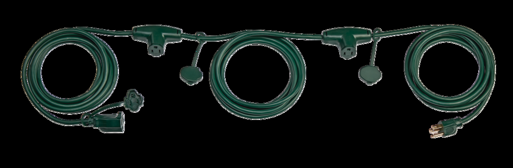 NOMA 25-ft Outoor Extension Cord with 3 Evenly Spaced Outlets, Safety Cover, Green