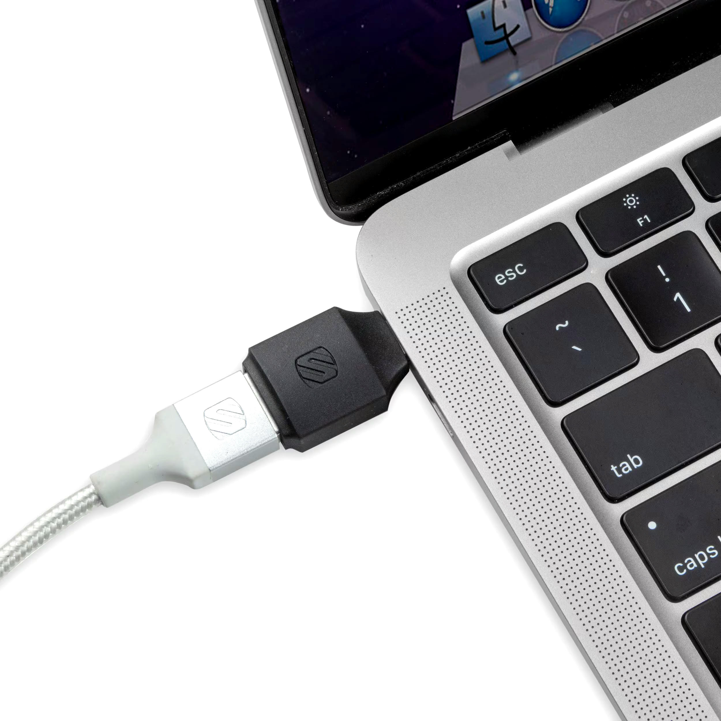 Scosche USB-C to USB-A Adapter, Fast Data Transfer Speeds, Apple® Carplay™ Compatible, Black, 2-pk