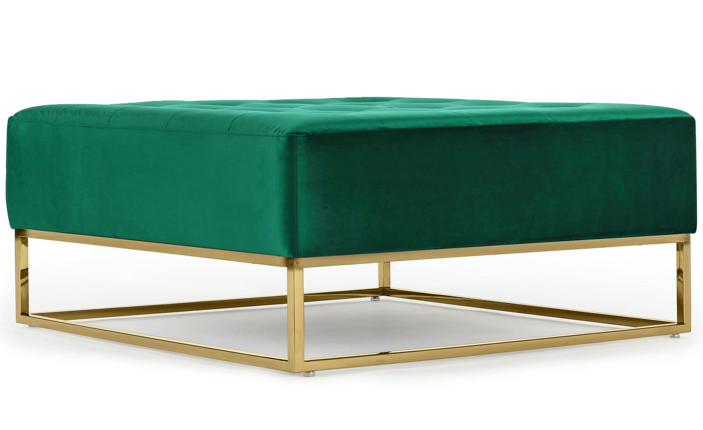HUDSON - Pouf carré velours vert