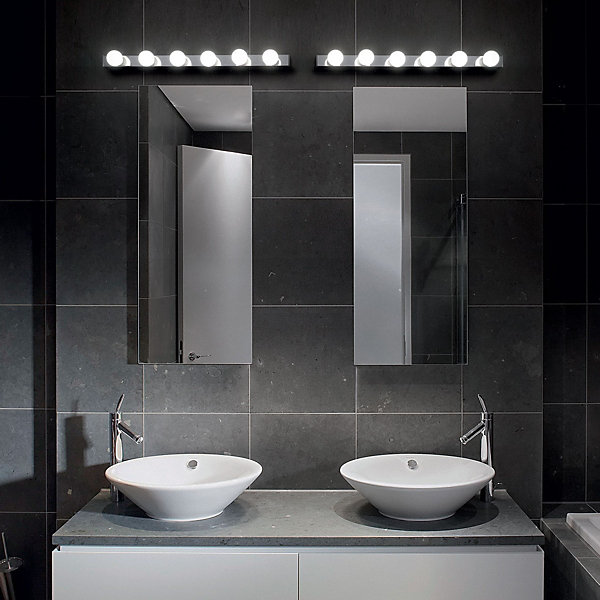 Ideal Lux Prive' - Grande applique murale intérieure à 8 ampoules au-dessus du miroir, chrome, E14