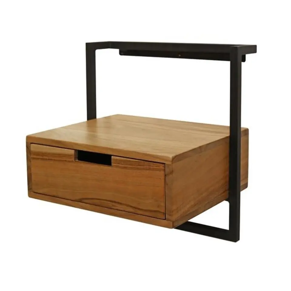 Zwevend Nachtkastje industrieel Naomi Acaciahout 1 lade 35x44x45 cm Hout