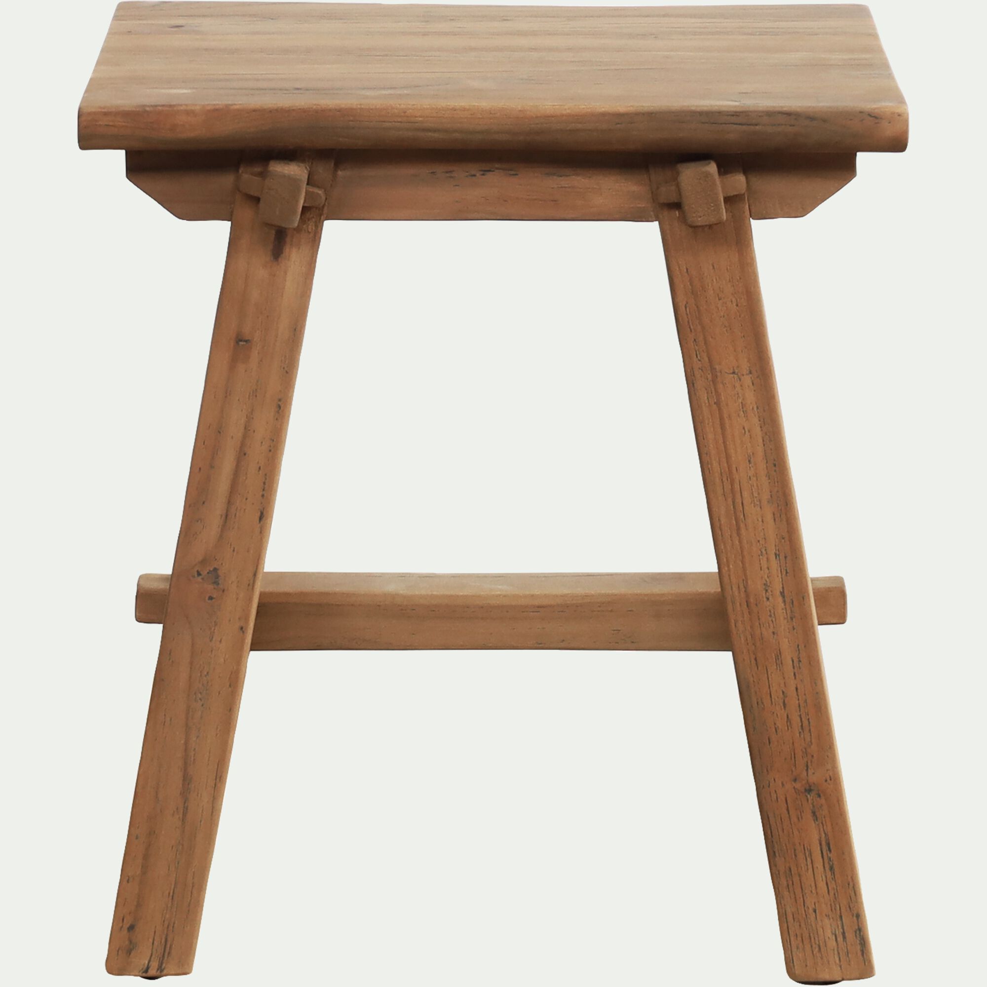 VANITY - Tabouret bas en teck recyclé H45cm - bois foncé