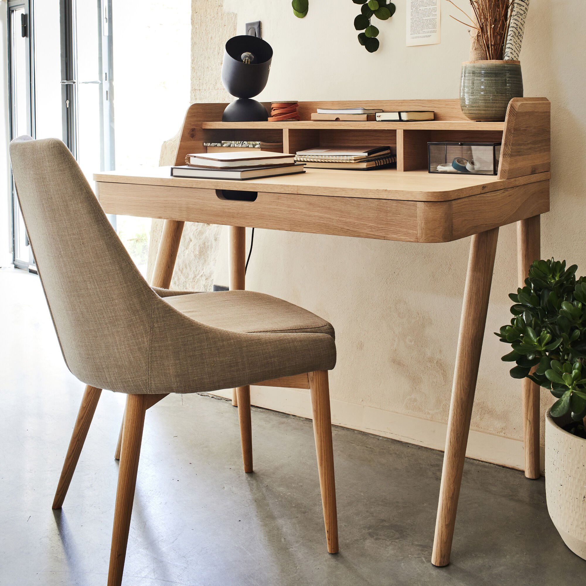 ABBY - Chaise en tissu - beige